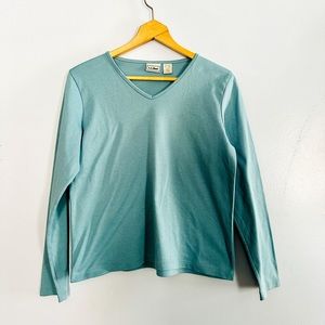 L.L. Bean dusty aqua blue long sleeve shirt